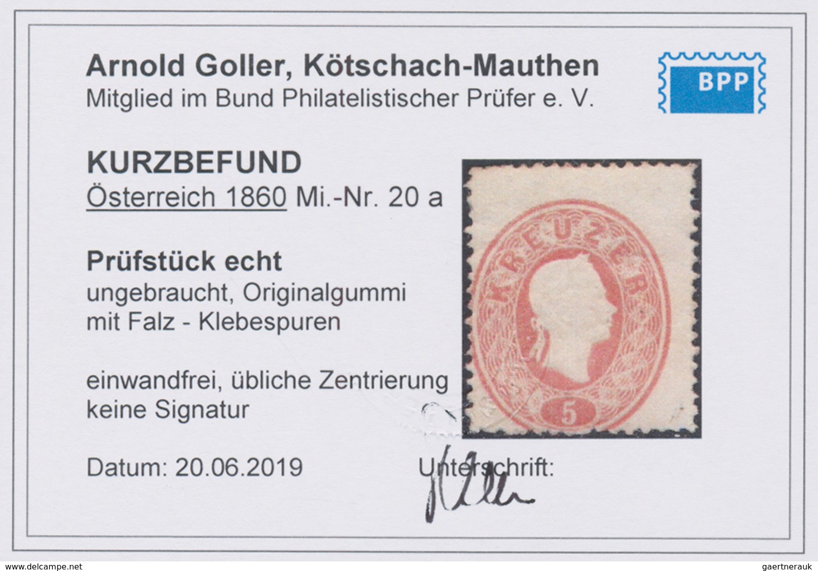 Österreich: 1860, Freimarke Kaiser Franz Joseph 5 Kr. (blass)rot, Ungebraucht Mit Originalgummi Und - Used Stamps
