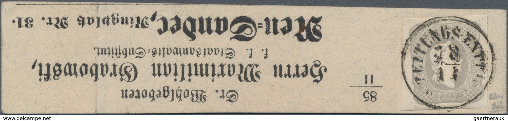 Österreich: 1861, Zeitungsmarke Franz Joseph (1.05 Kr.) Grau Allseits Voll- Bis Breitrandig Auf Komp - Gebraucht