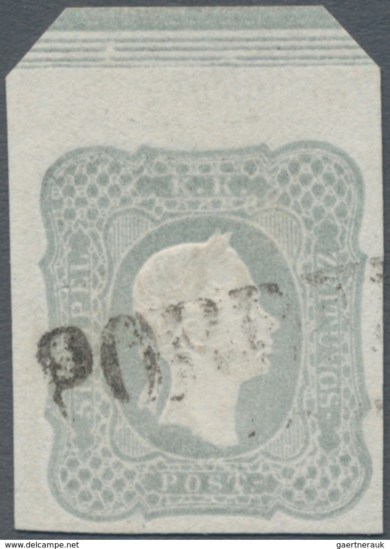 Österreich: 1861, Zeitungsmarke Franz Joseph (1.05 Kr.) Grau Vom Oberrand Mit Kompl. Randleiste Und - Oblitérés
