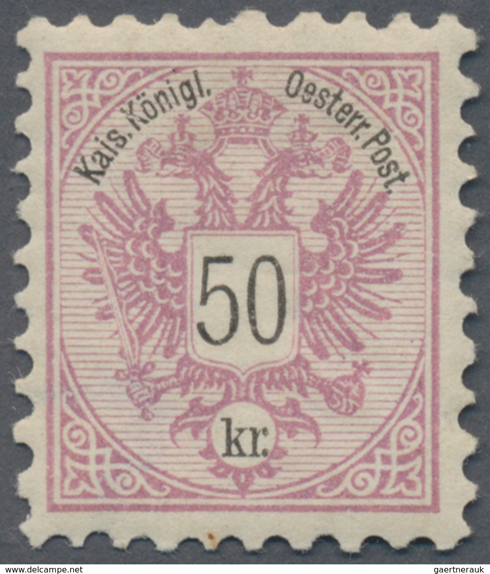 Österreich: 1883, Freimarke Doppeladler 50 Kr. Braunlila/schwarz, Postfrisch, "echt Und Einwandfrei" - Gebraucht