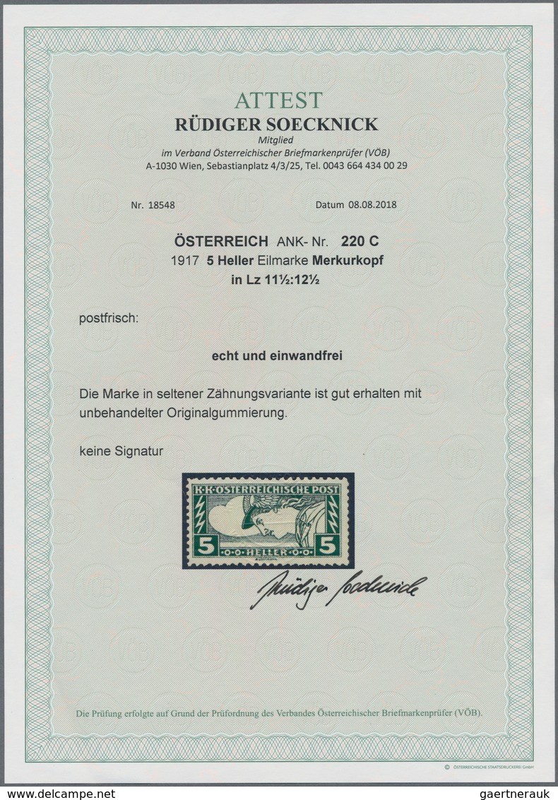 Österreich: 1917, 5 H. Drucksachen-Eilmarke In Sehr Seltener Zähnung L 11½ : 12½, Postfrisch, "echt - Used Stamps