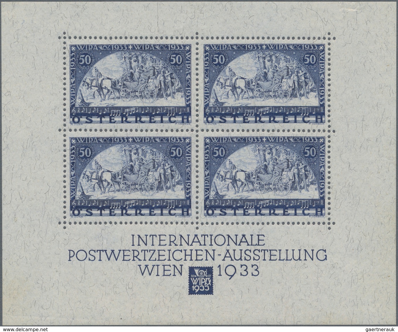 Österreich: 1933, Wipa-Block In Den Originalmaßen, Postfrisch Mit Originalgummi Und Oben Mit übliche - Gebraucht