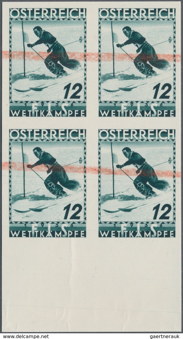Österreich: 1936, FIS II 12 Gr Als PROBEDRUCK In Schwärzlichopalgrün Im Ungezähnten Viererblock Vom - Gebraucht