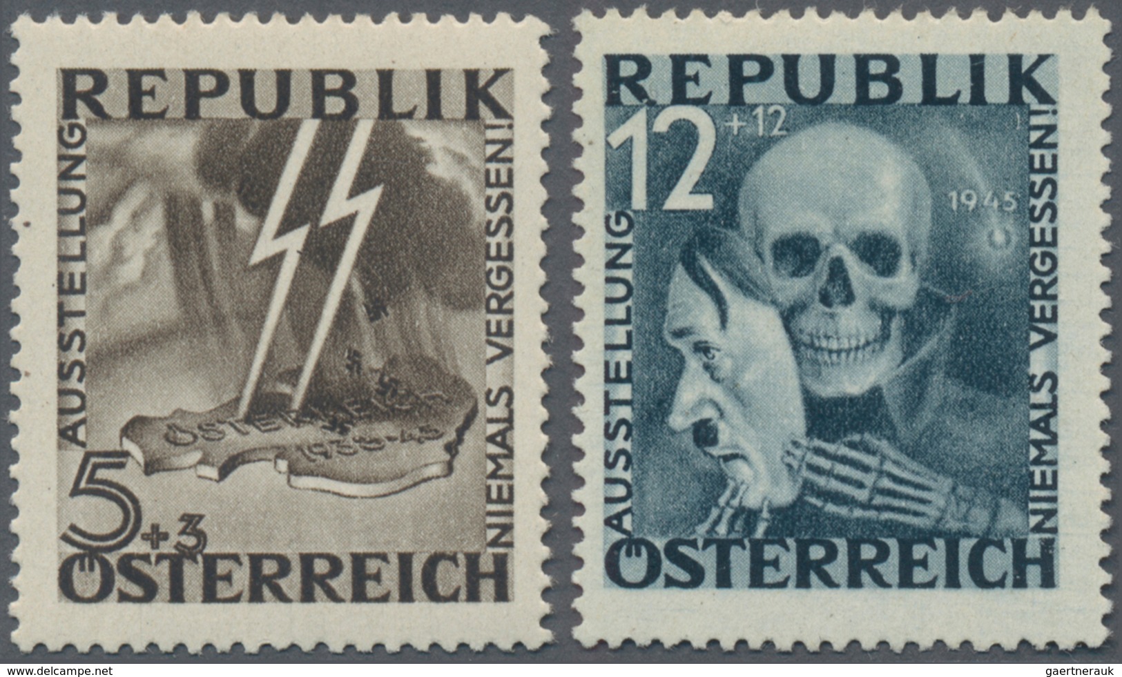 Österreich: 1946, Nicht Ausgegebene Marken 5g+3 Und 12g+12 "Blitz" Und "Maske" Postfrisch, Laut FFA - Gebraucht