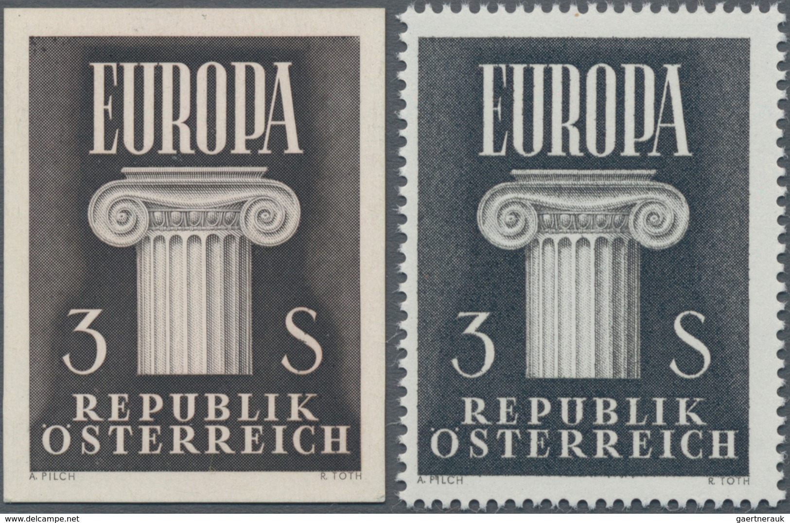 Österreich: 1960, Europa 3 S. Als Ungezähnter PROBEDRUCK In Bräunlichschwarz Auf Ungummierten Dicken - Gebraucht