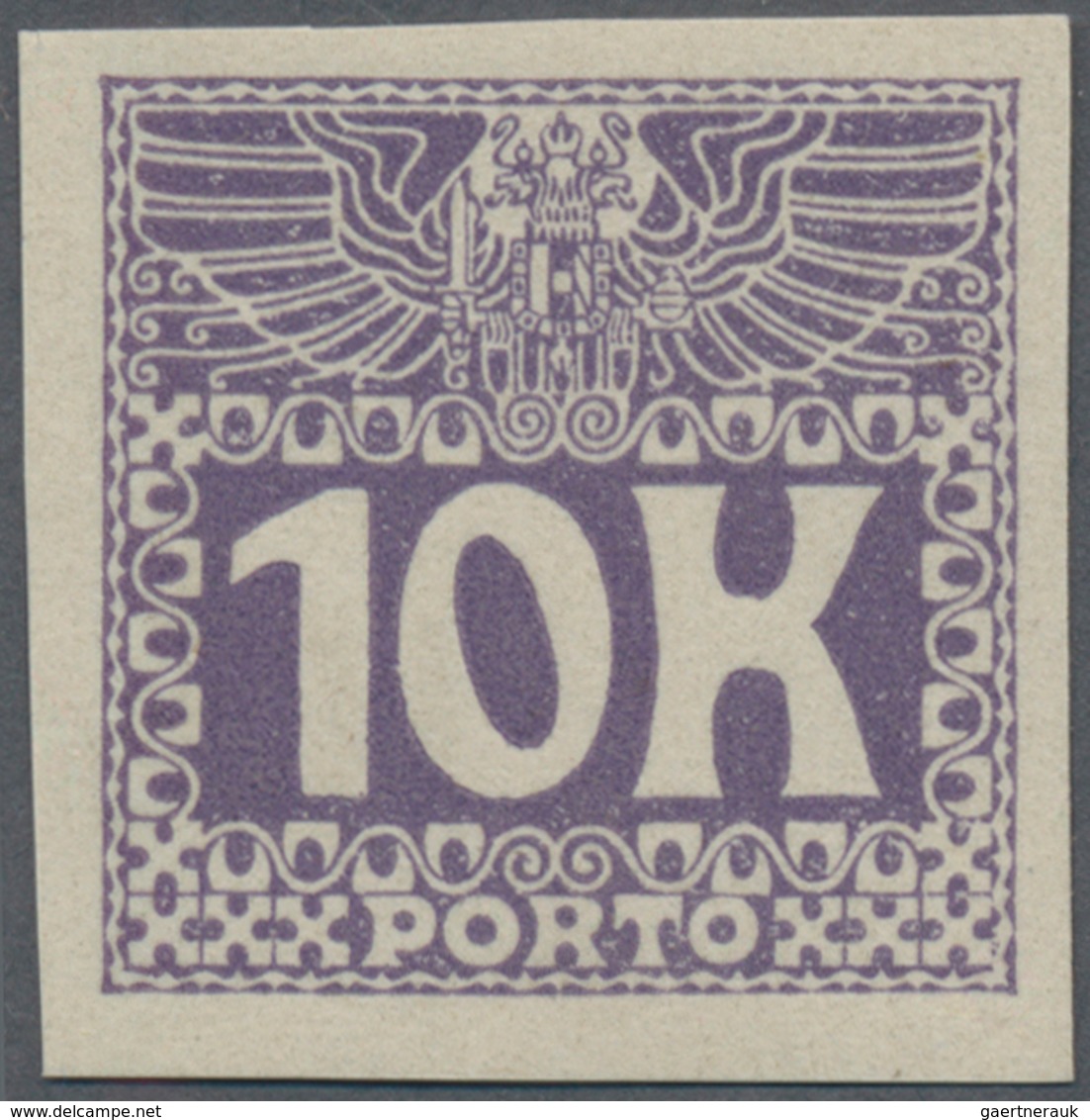Österreich - Portomarken: 1911, 10 Kr. Große Wertziffer Und Währungsbezeichnung K, UNGEZÄHNTE Imprim - Postage Due