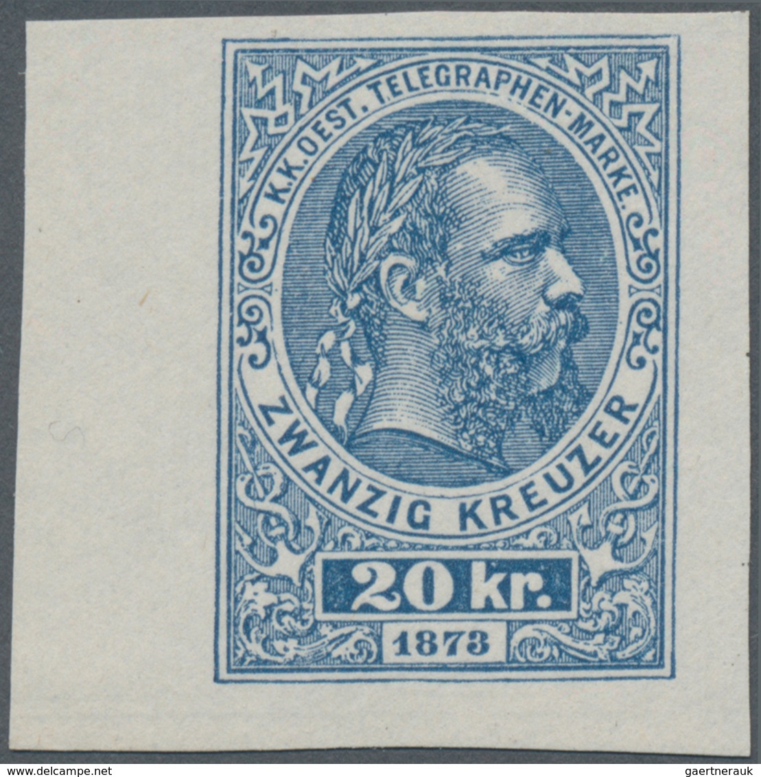 Österreich - Telegrafenmarken: 1873, Kaiser Franz Joseph 20 Kr, UNGEZÄHNTER Probedruck Auf Dünnem Pa - Telegraph