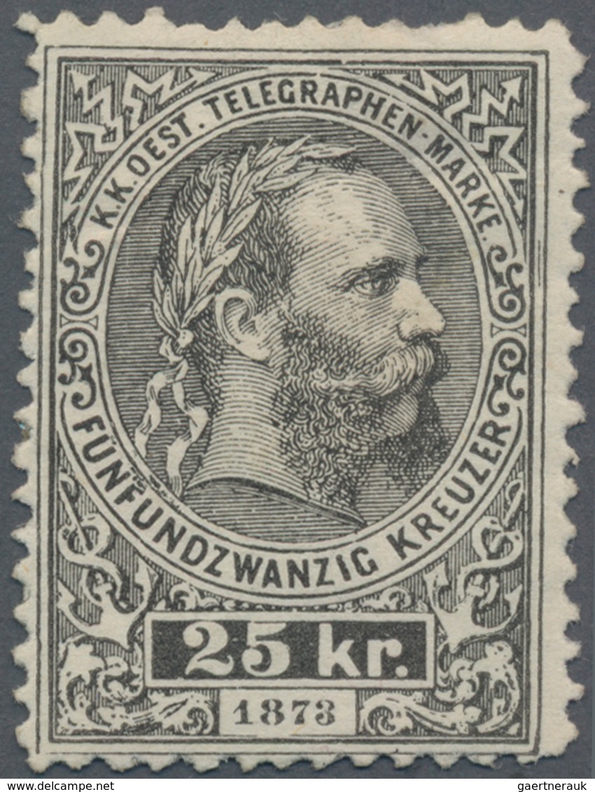 Österreich - Telegrafenmarken: 1873, Kaiser Franz Joseph 25 Kr Schwarz, Buchdruck ("Steindruck") In - Telegraphenmarken