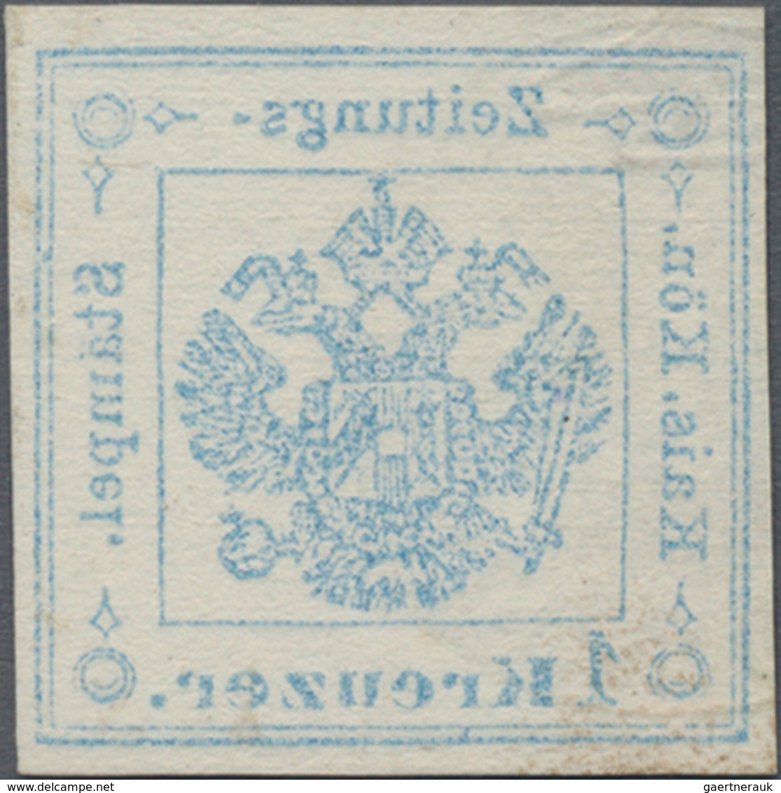 Österreich - Zeitungsstempelmarken: 1858, Doppeladler 1 Kr. Blau In Type IIb Mit Dekorativem MASCHIN - Zeitungsmarken