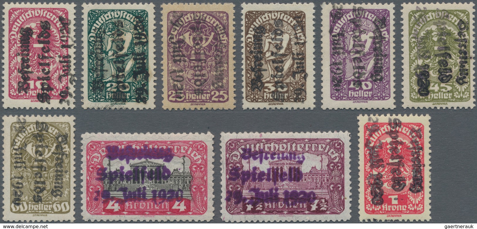 Österreich - Lokalausgaben 1918/38 - Spielfeld: 1920, Freimarke 10 H Bis 7½ Kr (insgesamt 10 Werte) - Other & Unclassified