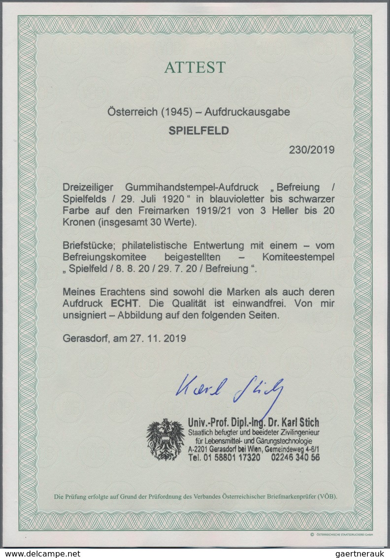 Österreich - Lokalausgaben 1918/38 - Spielfeld: 1920, 3 H Bis 20 Kr Freimarken "Deutschösterreich" M - Other & Unclassified
