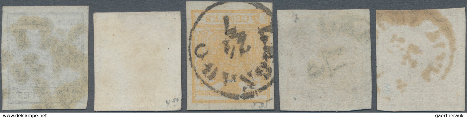 Österreich - Lombardei Und Venetien: 1850, 5 C. Gelb (3) Und 10 C. Schwarz (2) Mit Teils Unterschied - Lombardo-Venetien