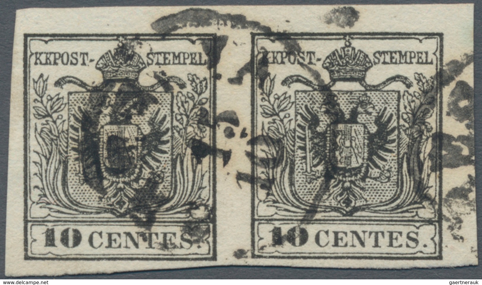 Österreich - Lombardei Und Venetien: 1850, 10 C. Schwarz HP Type I Im Waagrechten Allseits Voll- Bis - Lombardy-Venetia