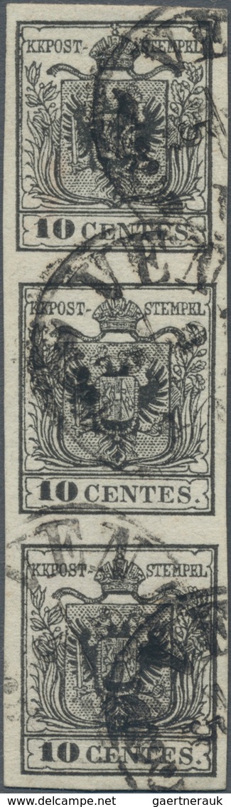 Österreich - Lombardei Und Venetien: 1850, 10 C. Schwarz HP Type I Im Senkrechten Allseits Voll- Bis - Lombardo-Venetien