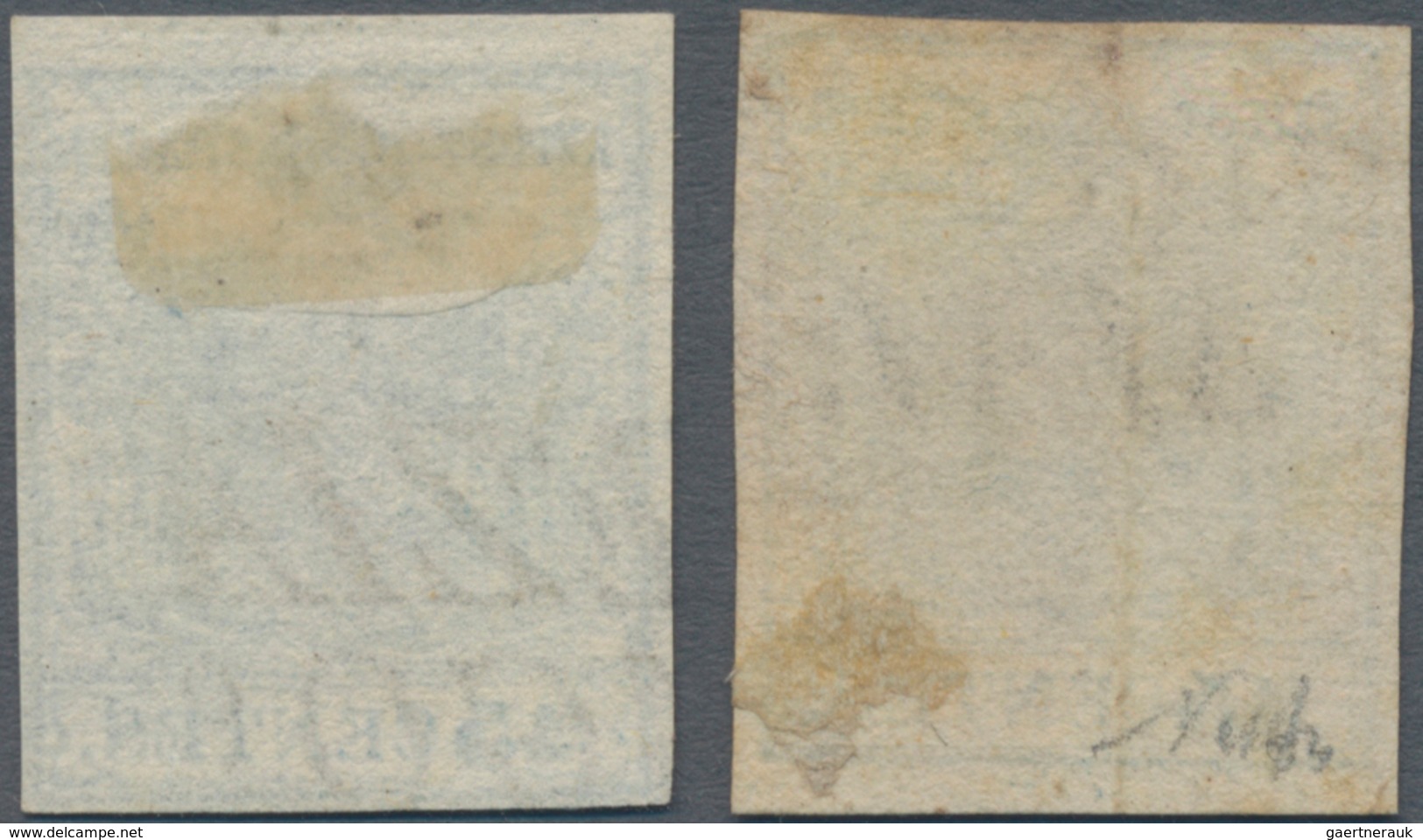 Österreich - Lombardei Und Venetien: 1850, 45 C. Blau HP Zwei Werte Auf GERIPPTEM Handpapier In Zwei - Lombardo-Venetien