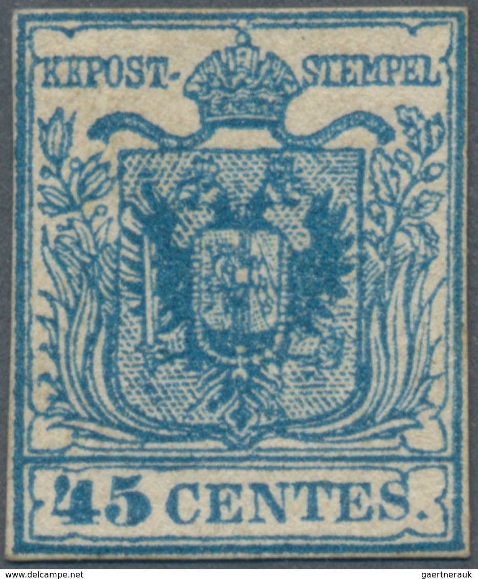 Österreich - Lombardei Und Venetien: 1850, 45 C. Dunkelblau, Farbtiefes Exemplar In Allseits Lupenra - Lombardy-Venetia