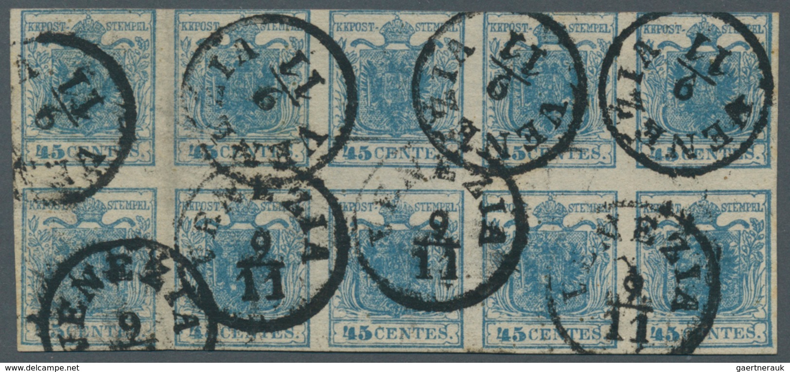 Österreich - Lombardei Und Venetien: 1850: Zehnerblock Der 45 Centesimi Marke Der Seltenen Type I (S - Lombardo-Vénétie