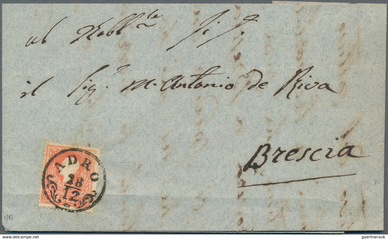 Österreich - Lombardei Und Venetien: 1858, 5 So Rot Type I Entwertet Mit K1 "ADRO" (Sass. 10 Pkte.) - Lombardy-Venetia