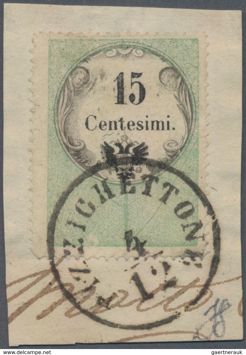 Österreich - Lombardei Und Venetien - Stempelmarken: 1854, 15 C Grün/schwarz, Buchdruck, übergehend - Lombardy-Venetia