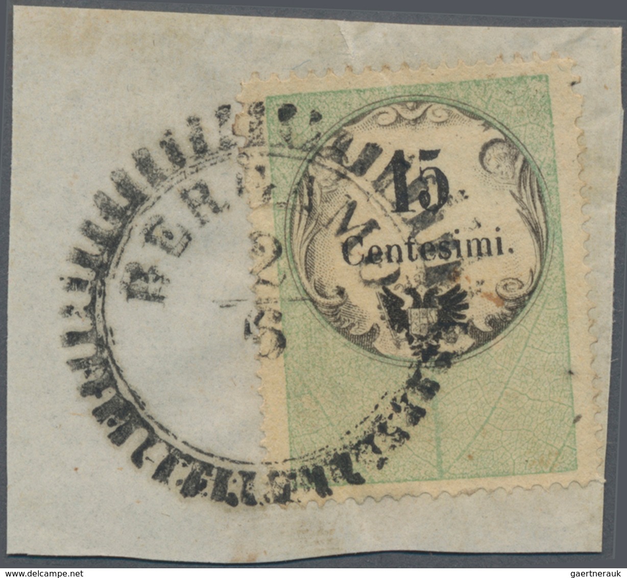 Österreich - Lombardei Und Venetien - Stempelmarken: 1854, 15 C Grün/schwarz, Buchdruck, übergehend - Lombardy-Venetia