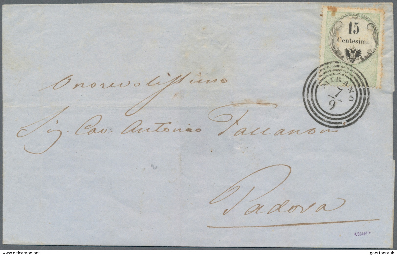 Österreich - Lombardei Und Venetien - Stempelmarken: 1854, 15 C Grün/schwarz, Buchdruck, übergehend - Lombardy-Venetia