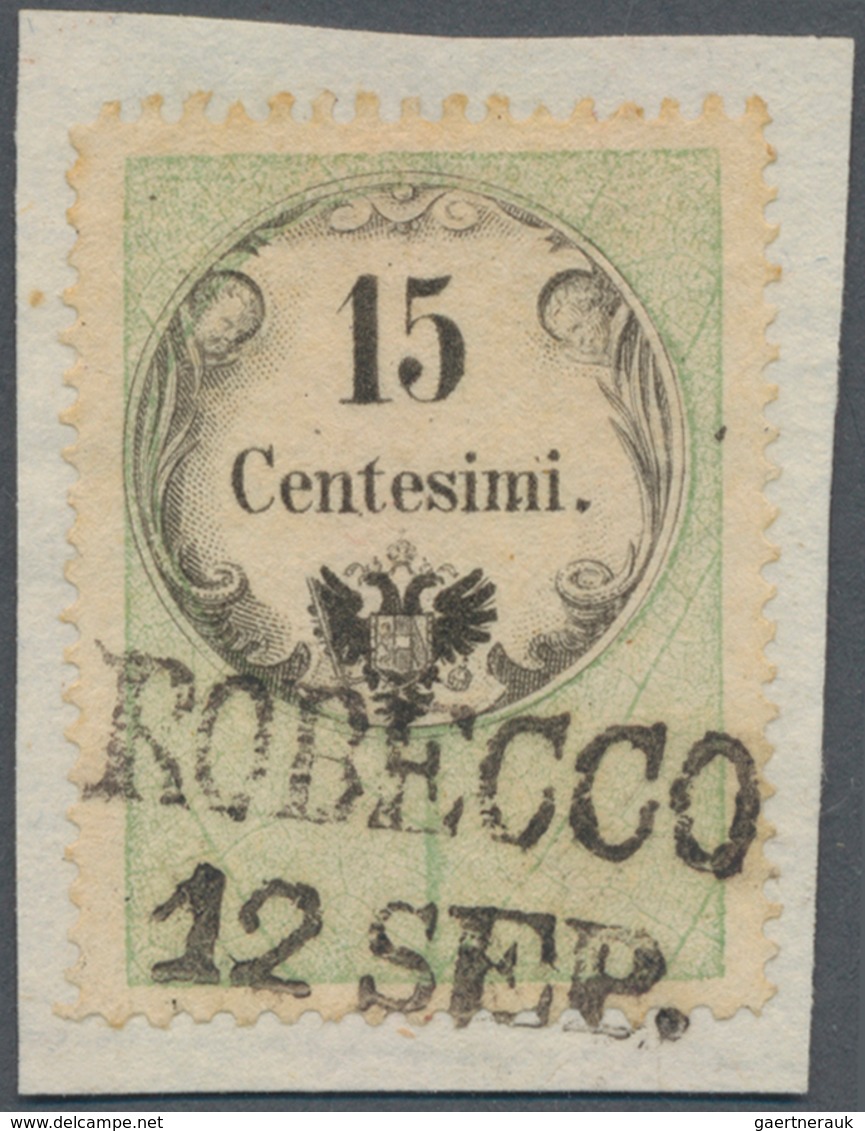 Österreich - Lombardei Und Venetien - Stempelmarken: 1854, 15 C Grün/schwarz, Kupferdruck, Klar Und - Lombardo-Venetien