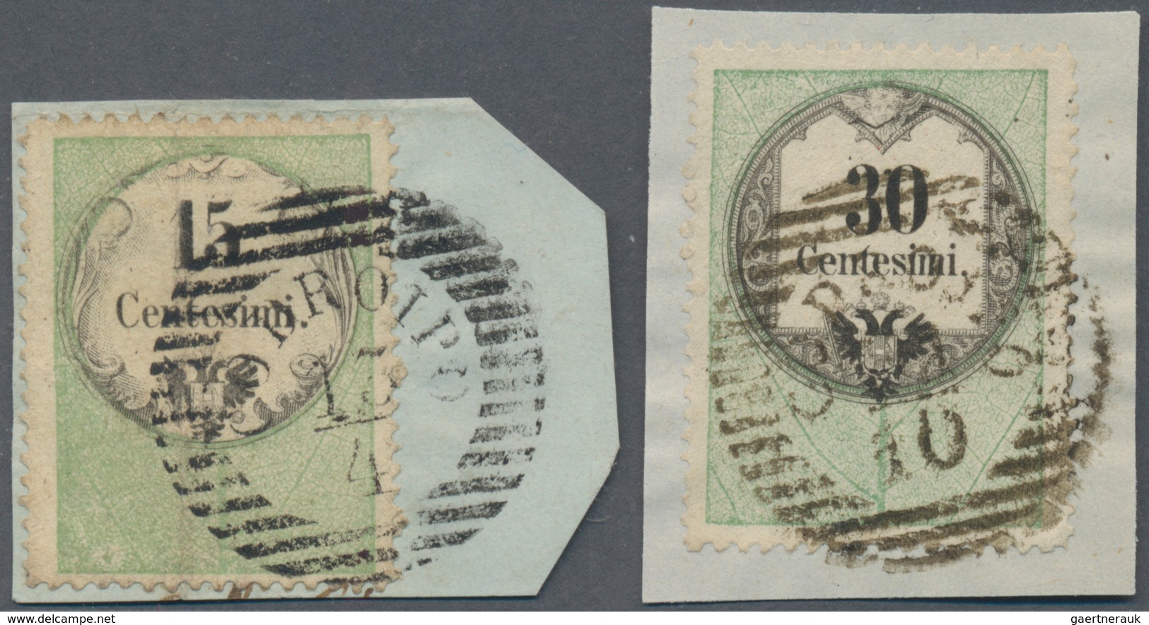 Österreich - Lombardei Und Venetien - Stempelmarken: 1854, 15 C Grün/schwarz Und 30 C Grün/schwarz, - Lombardy-Venetia