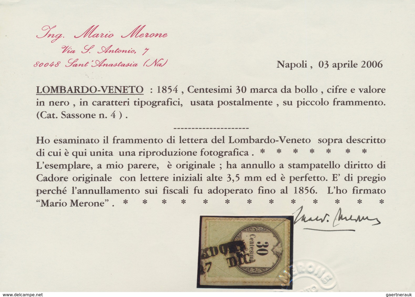 Österreich - Lombardei Und Venetien - Stempelmarken: 1854, 15 C Grün/schwarz, Kupferdruck, 30 C Grün - Lombardy-Venetia