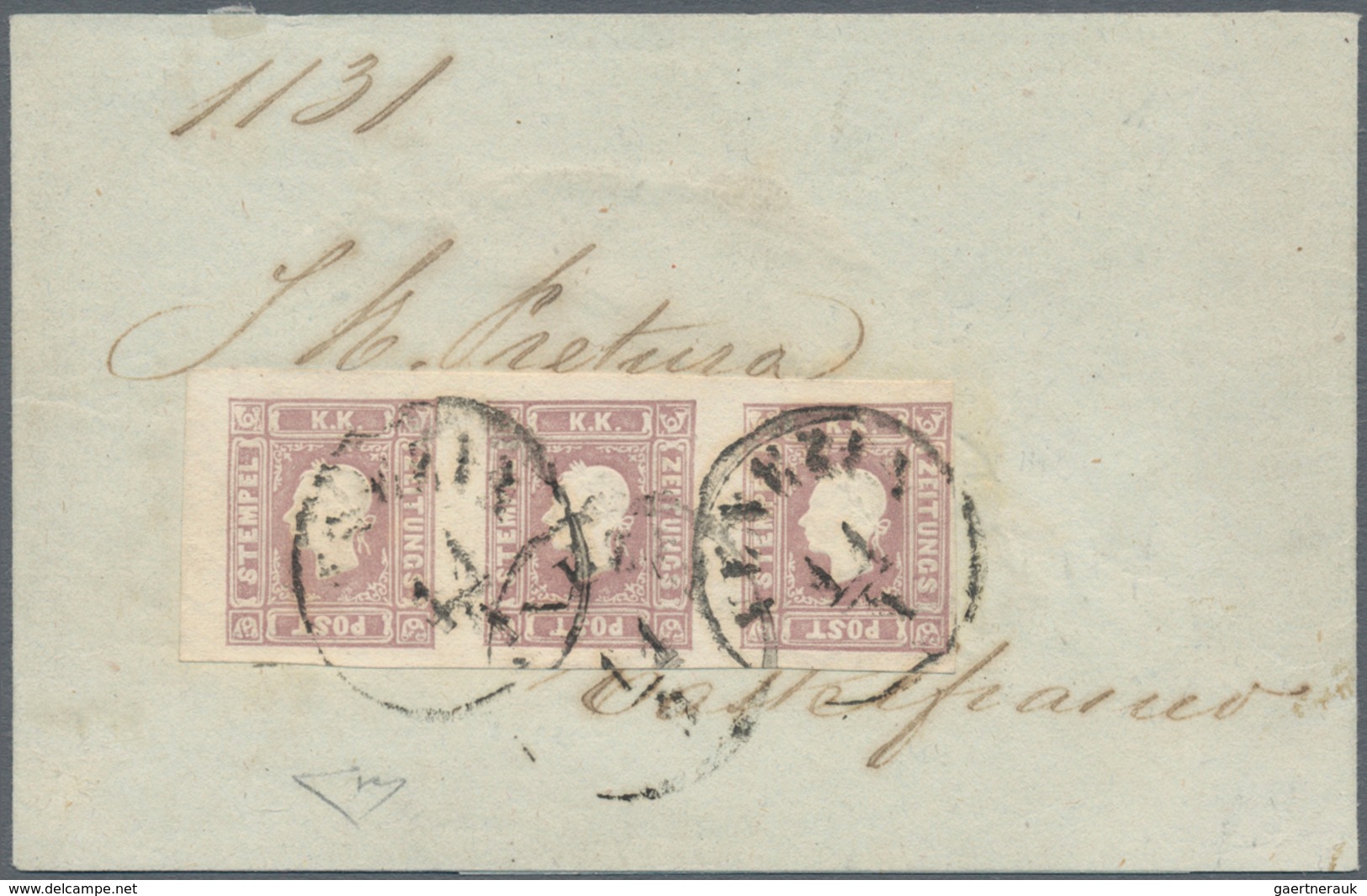 Österreich - Lombardei Und Venetien - Zeitungsmarken: 1858, Zeitungsmarke 1,05 Kr. Im Waagrechter Dr - Lombardo-Venetien