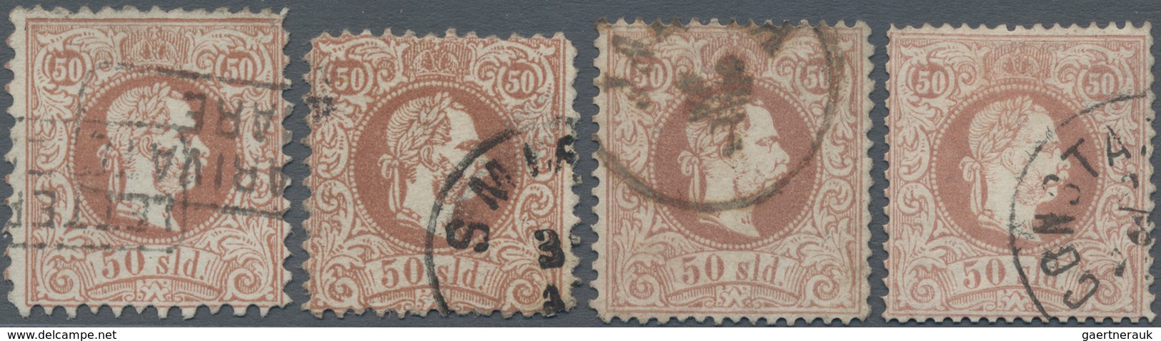 Österreichische Post In Der Levante: 1867, 50 Soldi 'Grober Druck' Vier Werte Mit Teils Unterschiedl - Eastern Austria