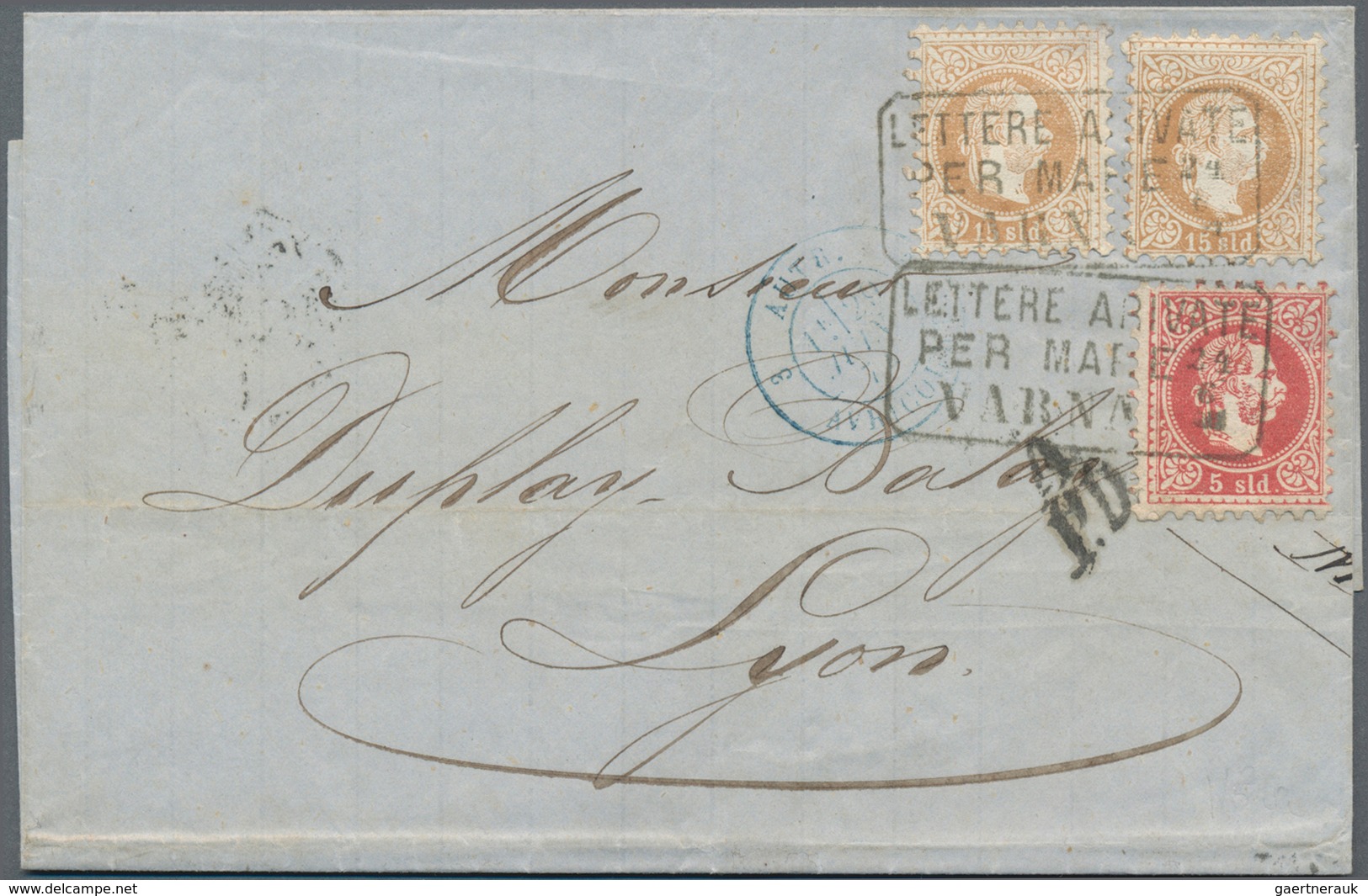 Österreichische Post In Der Levante: Bulgarien, 1874, 5 Sld., 15 Sld. (2) Mit Ra. 1 "LETTERE ARRIVAT - Levante-Marken