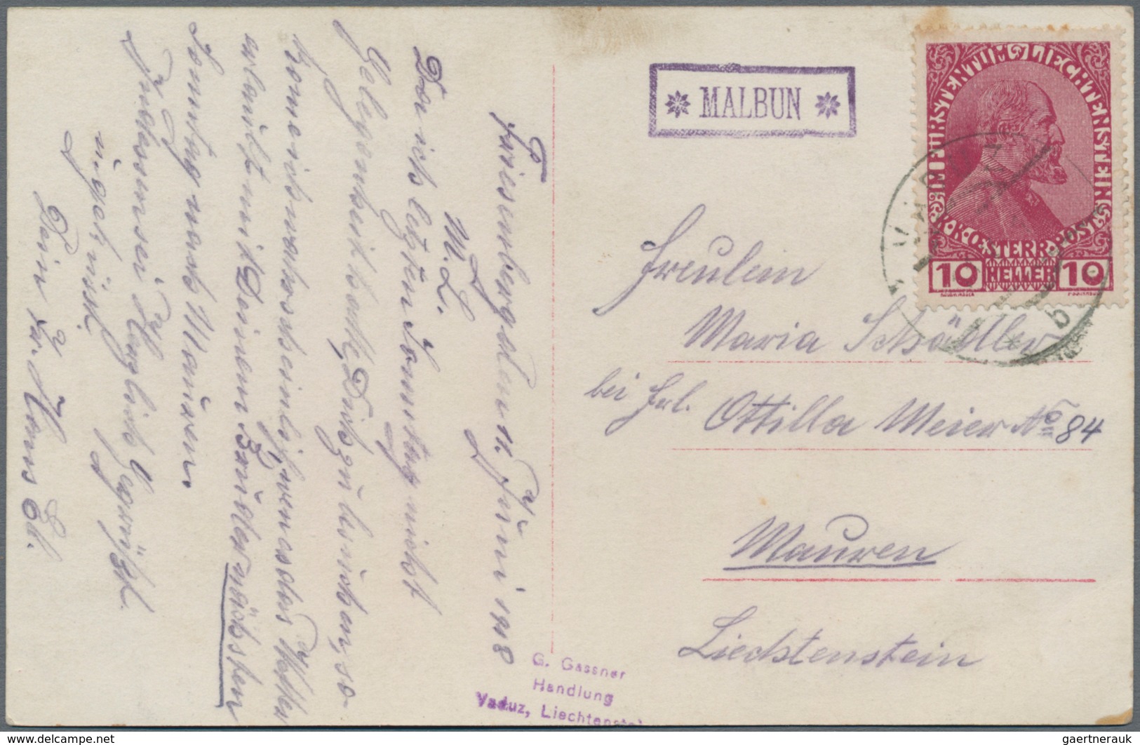 Österreich - Verwendung In Liechtenstein: 1911/1918, Postablagestempel *SÜKKA* Und *MALBUN* Als Nebe - Other & Unclassified