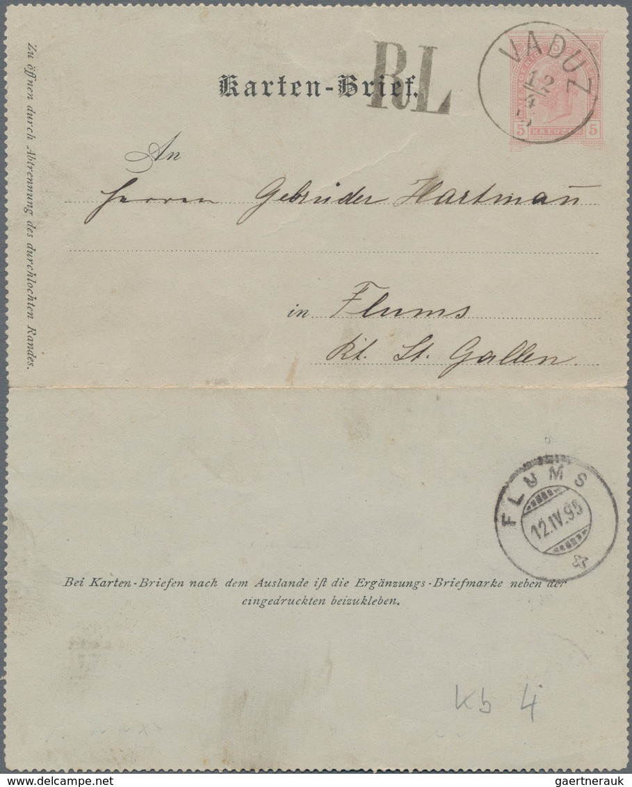 Österreich - Verwendung In Liechtenstein: 1895, Ganzsachen-Kartenbrief 5 Kr. Kaiserkopf Türbogenmust - Other & Unclassified