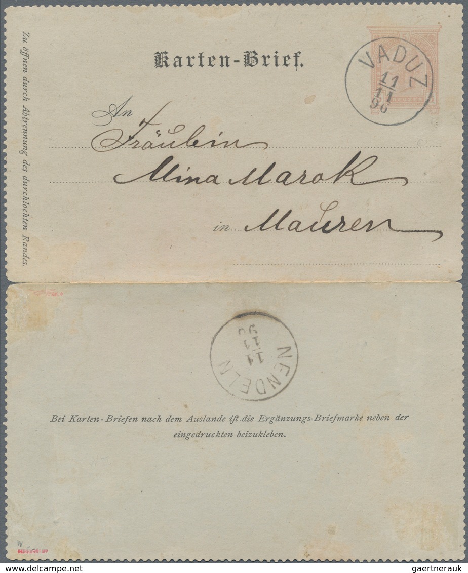 Österreich - Verwendung In Liechtenstein: 1896, Ganzsachen-Kartenbrief 5 Kr. Kaiserkopf Türbogenmust - Sonstige & Ohne Zuordnung