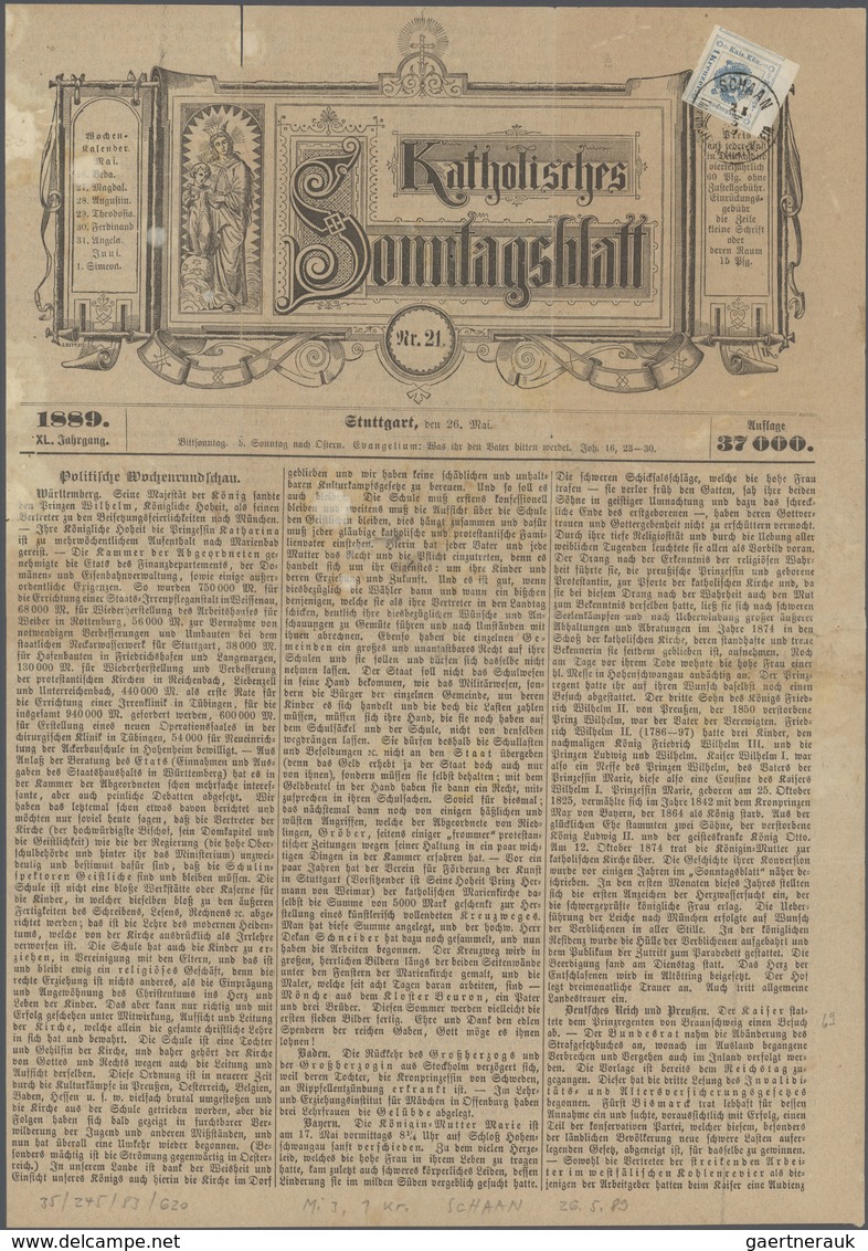 Österreich - Verwendung In Liechtenstein: 1899, Zeitungsstempelmarke 1 Kr. Blau Kl. Krone Gr. Wappen - Sonstige & Ohne Zuordnung