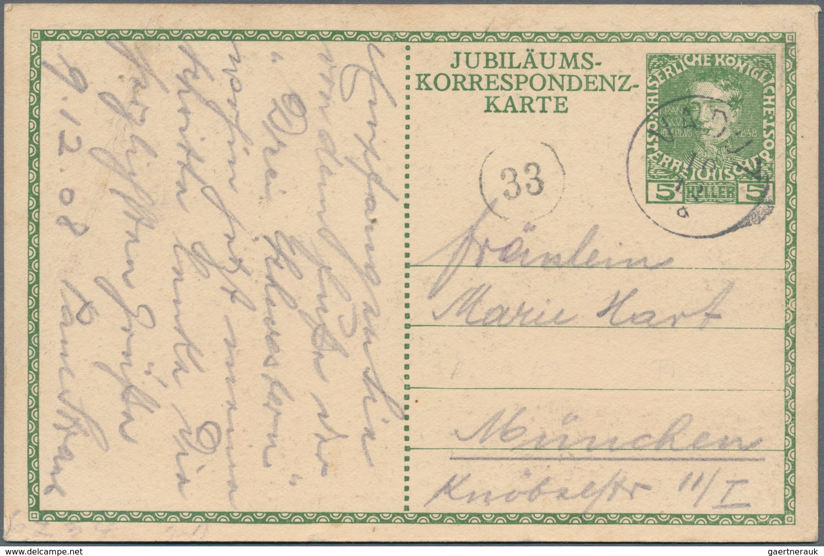 Österreich - Verwendung In Liechtenstein: 1908, Ganzsache Jubiläums-Korrespondenz-Karte 5 H.Kaiserbi - Sonstige & Ohne Zuordnung