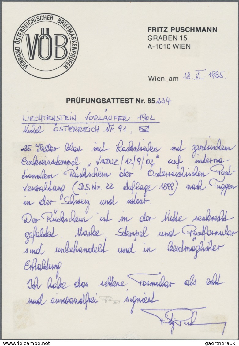 Österreich - Verwendung In Liechtenstein: 1902, 25 H. Ultramarin Kaiserkopf Nach Links Mit Lack Auf - Sonstige & Ohne Zuordnung