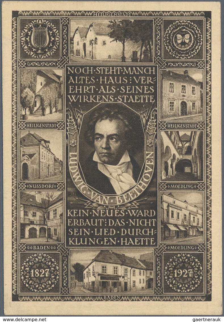 Österreich - Flugpost: 1927 (21.4.), Bildpostkarte 10 Gr. (Beethoven) Mit Zusatzfrankatur 10 Gr. Pil - Other & Unclassified