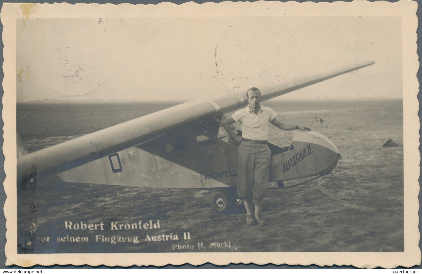 Österreich - Flugpost: 1933, Photoansichtskarte Mit Bild Vom Piloten Robert Kronfeld Vor Seinem Flug - Other & Unclassified