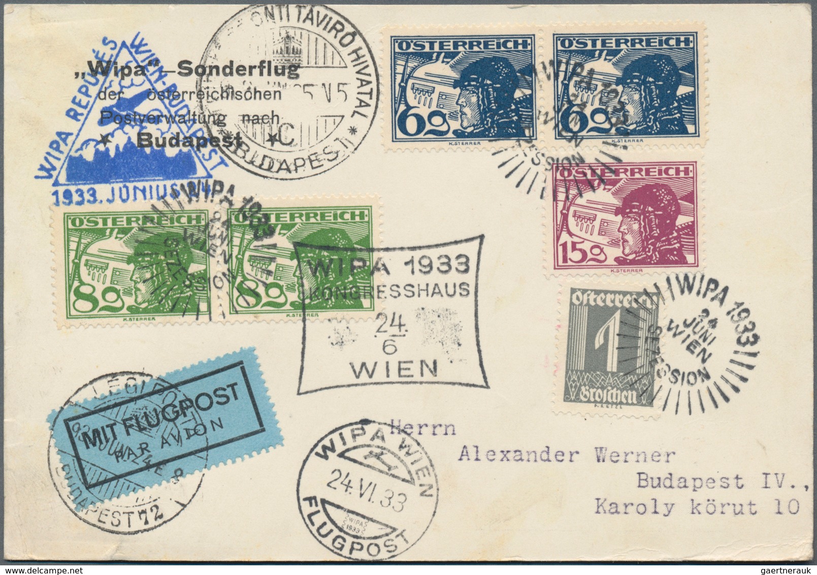 Österreich - Flugpost: 1933, Flugpostkarte Von Der WIPA Mit Den Sst. Kongresshaus Und Sezession Mit - Other & Unclassified