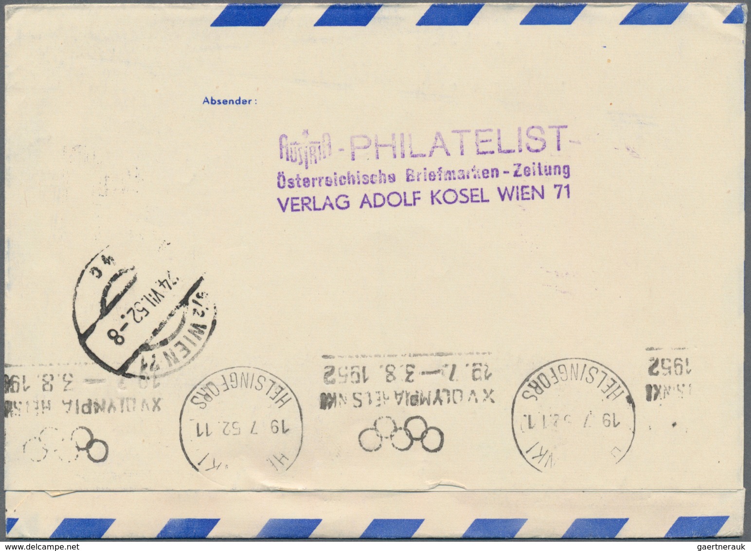 Österreich - Flugpost: 1952 (16.7.), Privat-Luftpost-Faltbrief Trachten 1 S. Blau Mit Zudruck 'OLYMP - Other & Unclassified