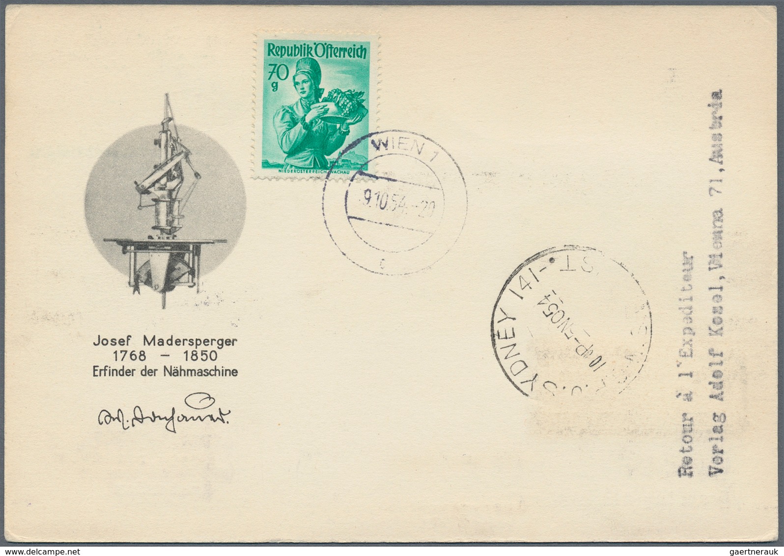 Österreich - Flugpost: 1954 (9.10.), Flugpost Vögel 3 S. Sowie UPU-Adresszettel (mit Priv. Zudruck) - Other & Unclassified