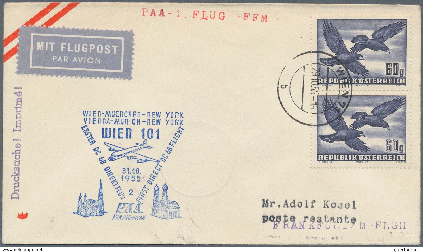 Österreich - Flugpost: 1955 (29.10.), Flugpostbrief Für Den Ersten PAA Pan American Direktflug Wien- - Sonstige & Ohne Zuordnung