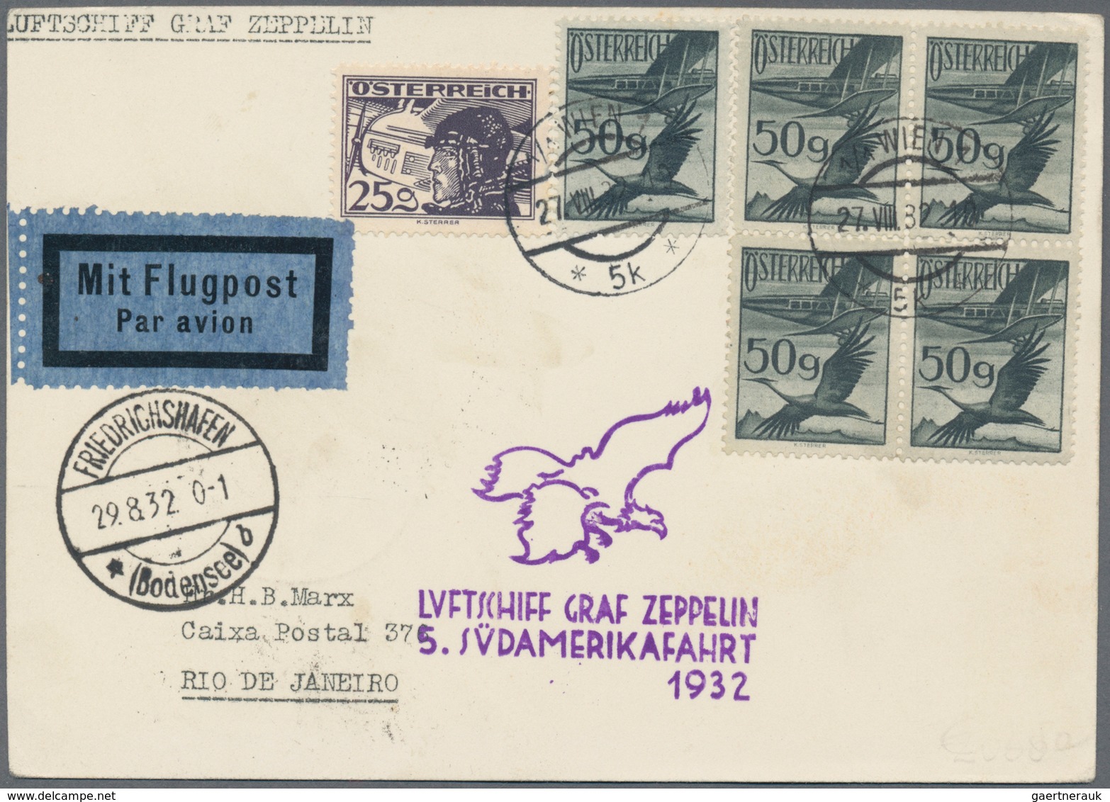 Österreich - Zeppelinpost: 1932, ZEPPELIN-5. SA-Fahrt Friedrichshafen-Rio Auf Karte Aus Wien (Si 171 - Sonstige & Ohne Zuordnung