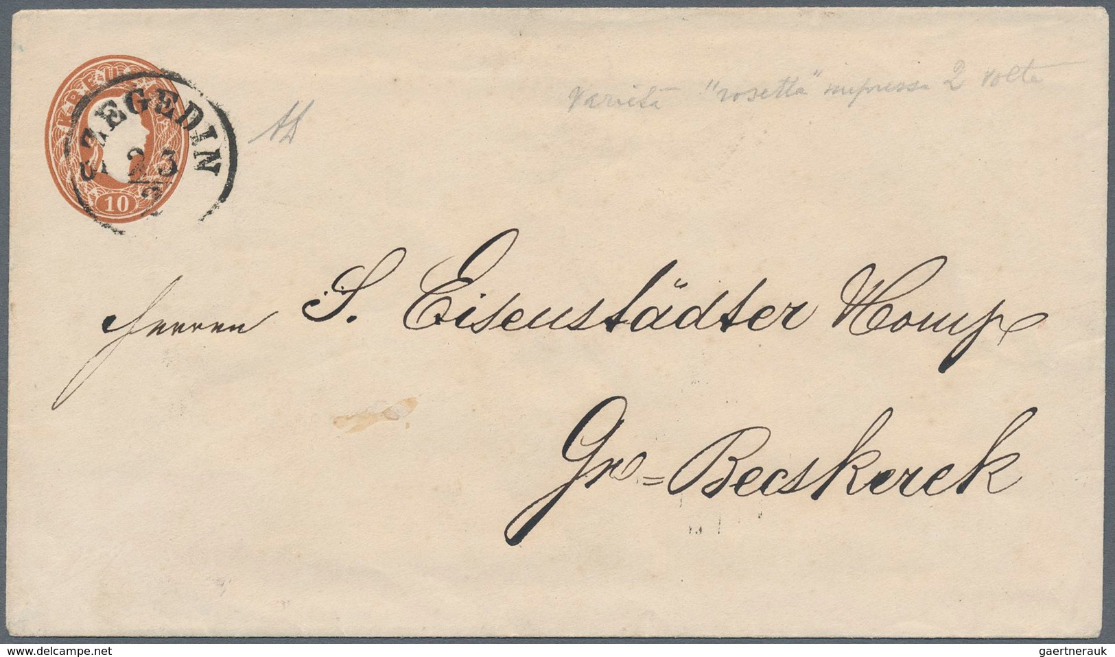 Österreich - Ganzsachen: 1861 Ganzsachenumschlag 10 S Braun Auf Weißem Papier Von Szegedin Nach Gr. - Sonstige & Ohne Zuordnung