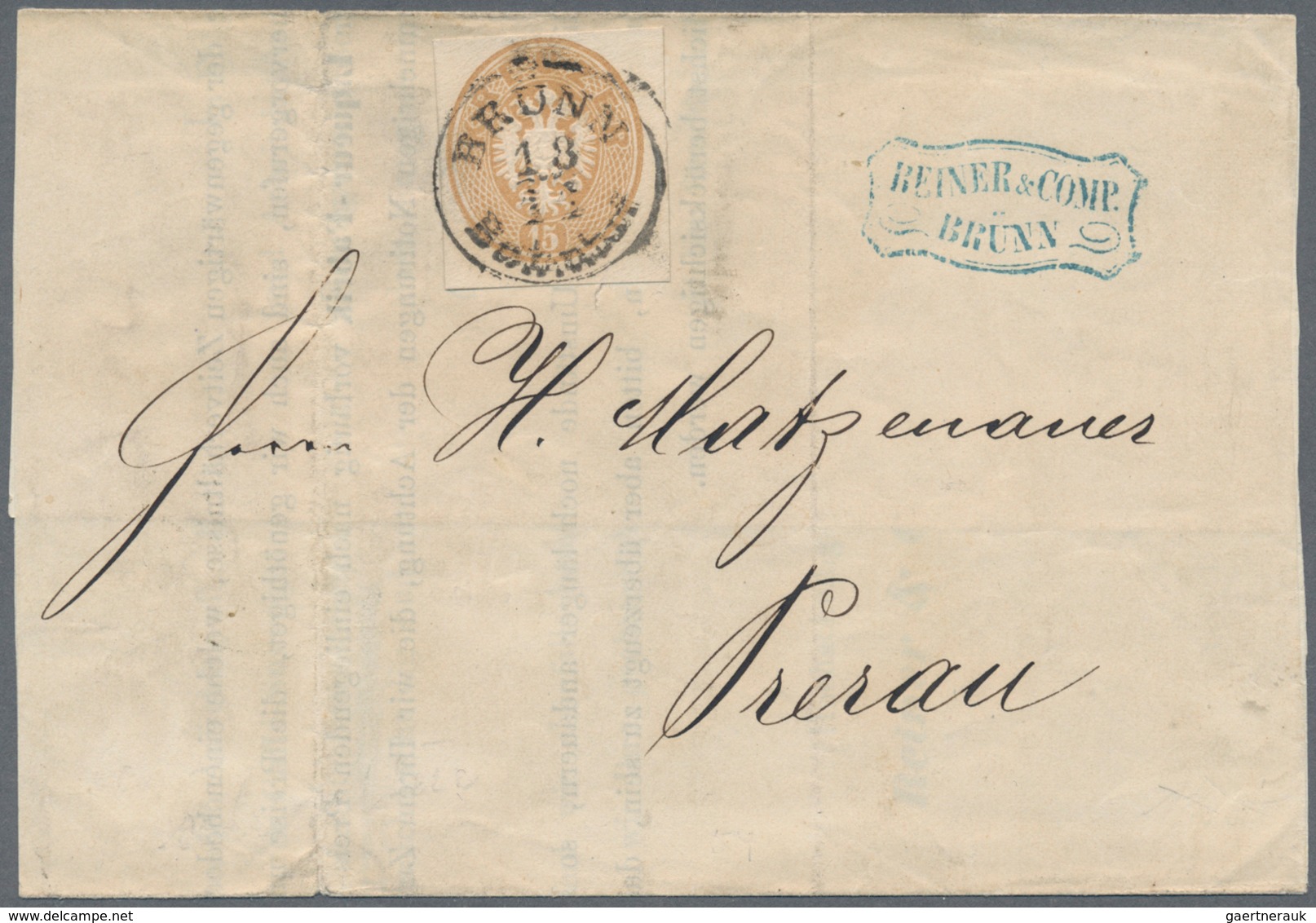 Österreich - Ganzsachen: 1863, 15 Kr. Braun Ganzsachenausschnitt Als Frankatur Verwendet Auf Geschäf - Sonstige & Ohne Zuordnung