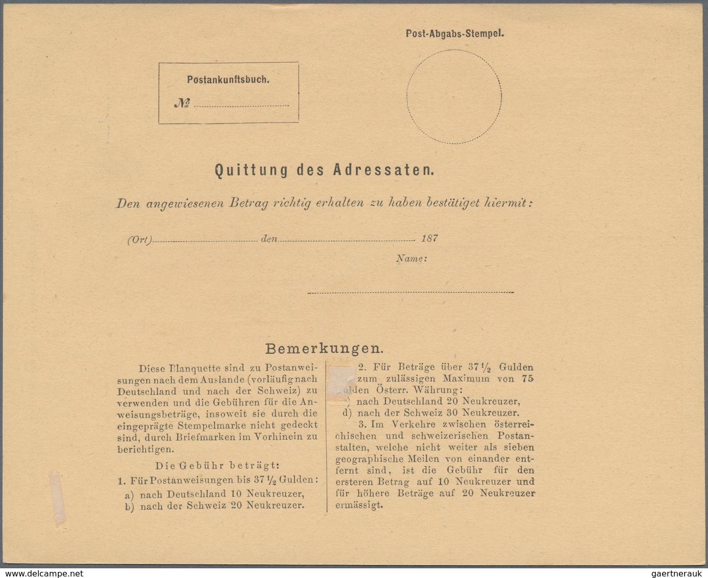 Österreich - Ganzsachen: 1875, Beide Varianten Der Postanweisung Für Den Auslandsverkehr 10 Kr. Blau - Sonstige & Ohne Zuordnung