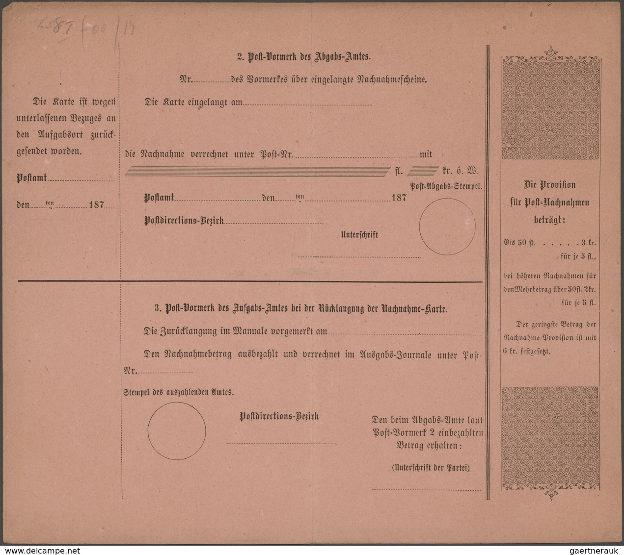 Österreich - Ganzsachen: 1875, Drei Ungebrauchte Postnachnahmekarten 10 Kr. Blau Auf Dunkellilarosa - Sonstige & Ohne Zuordnung