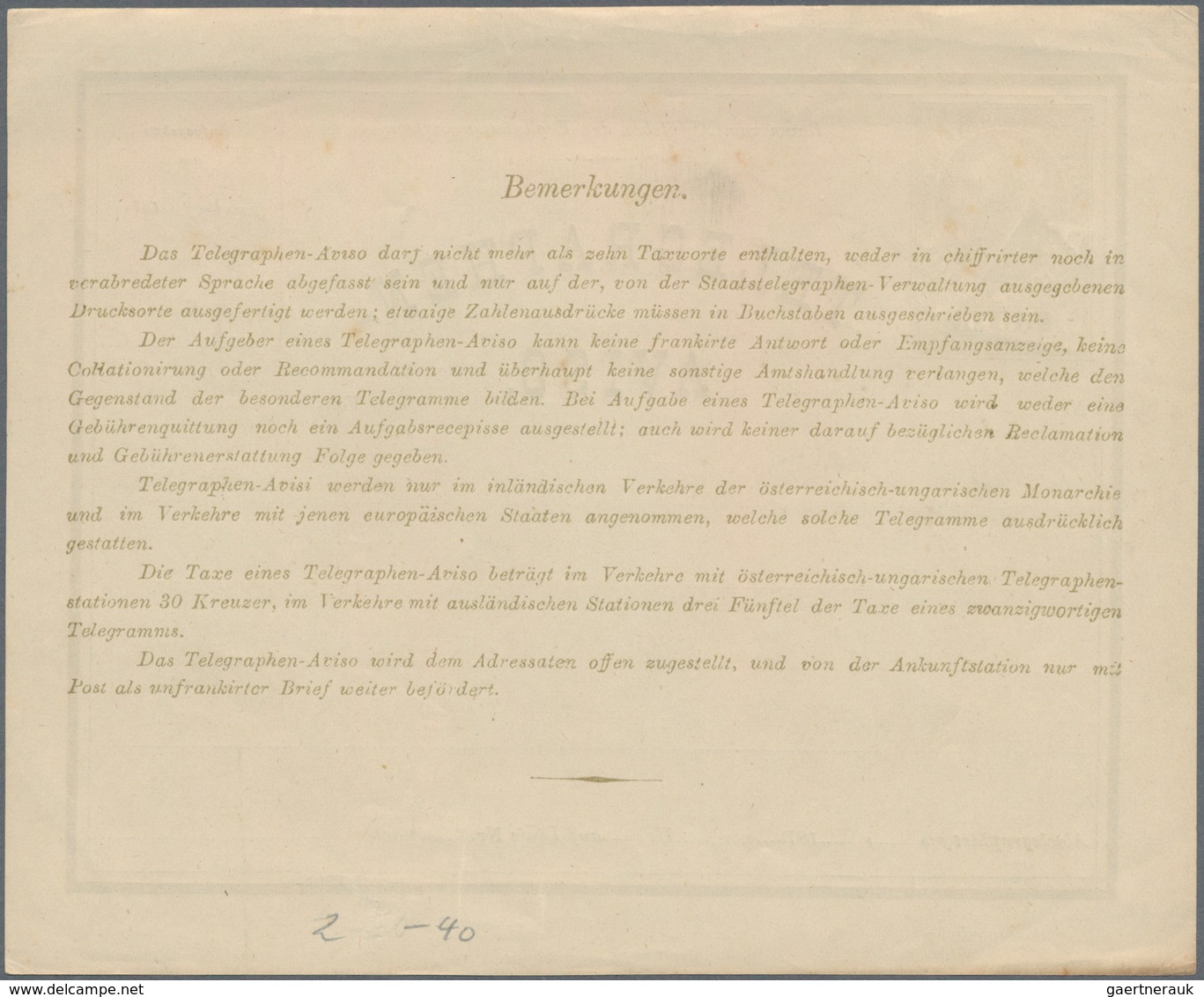 Österreich - Ganzsachen: 1876, Zwei Ungebrauchte Telegraphen-Aviso Jeweils 30 Kr. Oliv, Einmal Mit L - Other & Unclassified