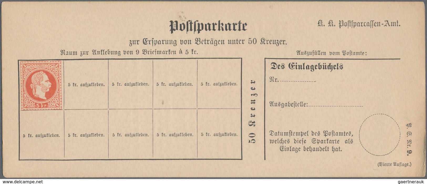 Österreich - Ganzsachen: 1882, Zwei Ungebrauchte Und Ungefaltete Postsparkarten 5 Kr. Rot Auf Hellsä - Sonstige & Ohne Zuordnung